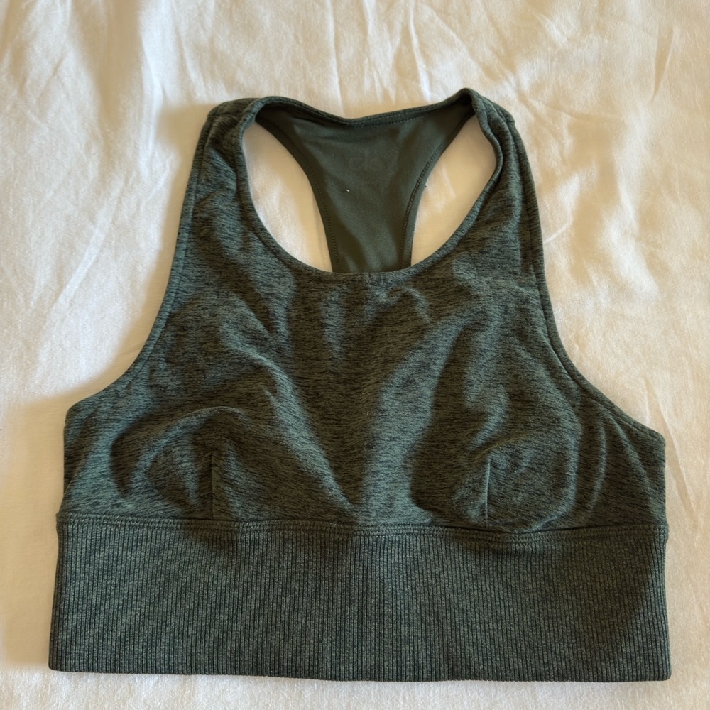 Alo heather green sports bra